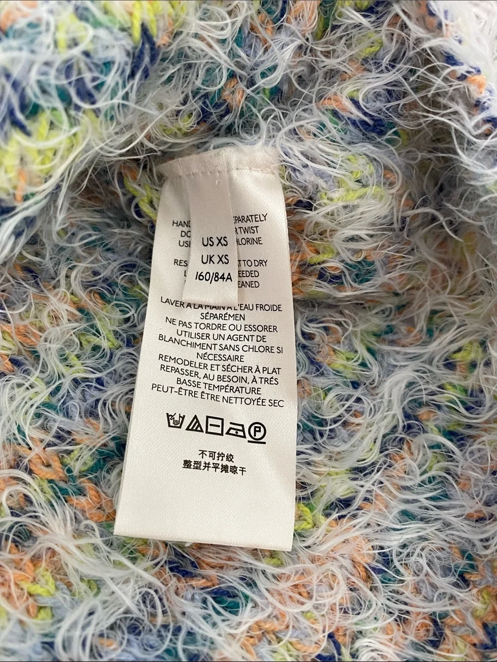 Free People Gelato Fuzzy V-Neck Sweater Multi Pastel